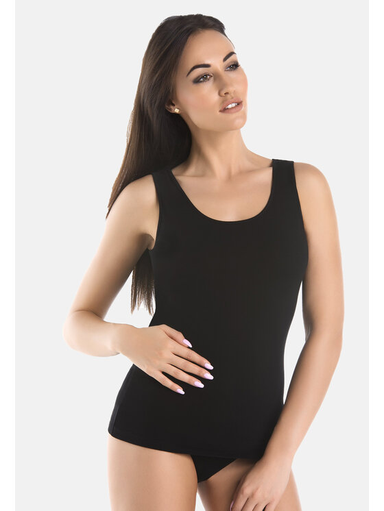 Teyli Teyli Top Koszulka bawełniana Claudia Czarny Standard Fit