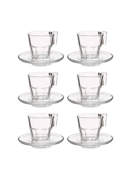 MIAhome MIAhome Komplet filiżanek ze spodkiem 6 szt. Espresso Przezroczysty
