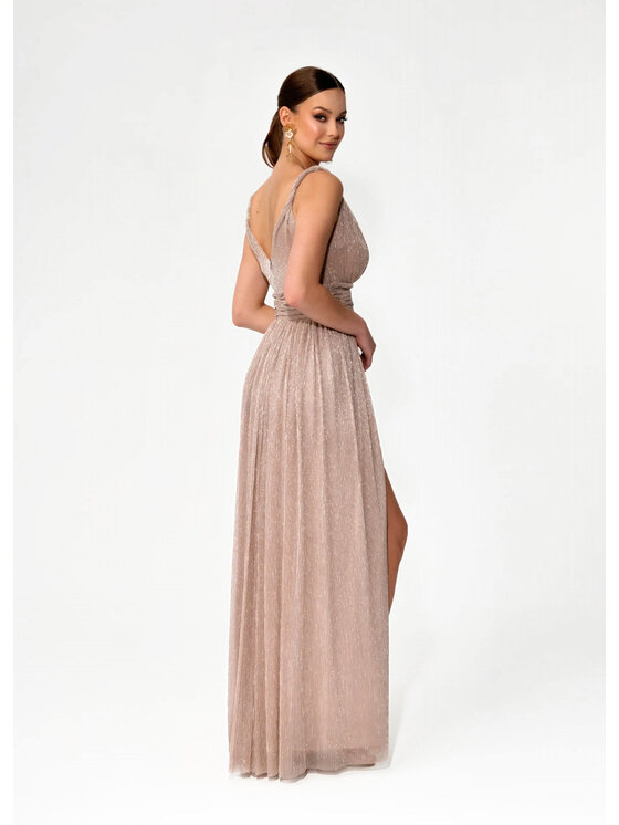 Aurora Aurora Sukienka wieczorowa Milo Beżowy Feminine Fit