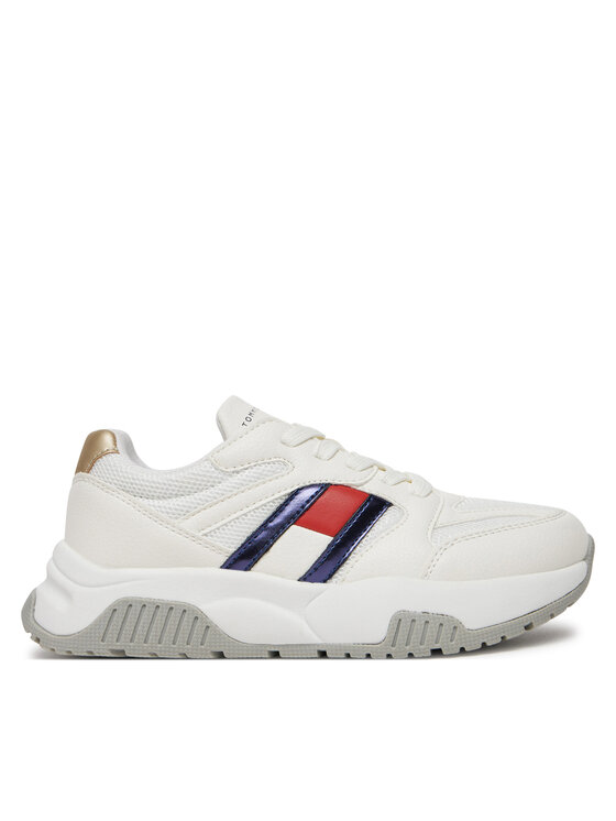 Tommy Hilfiger Snīkeri Flag Low Cut Lace-Up Sneaker T3A9-33550-1697 S Balts