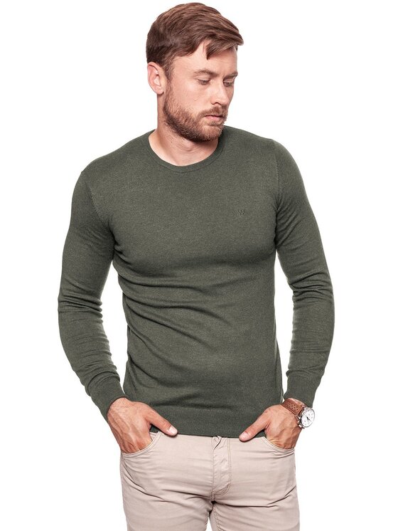 Wrangler Wrangler Sweter CREW KNIT Beżowy Regular Fit