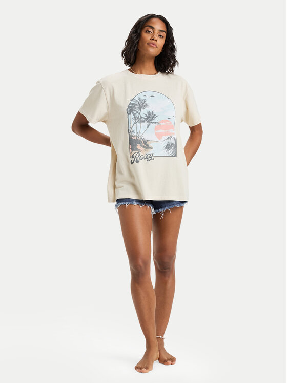 Roxy Roxy T-krekls ERJZT06023 Bēšs Regular Fit