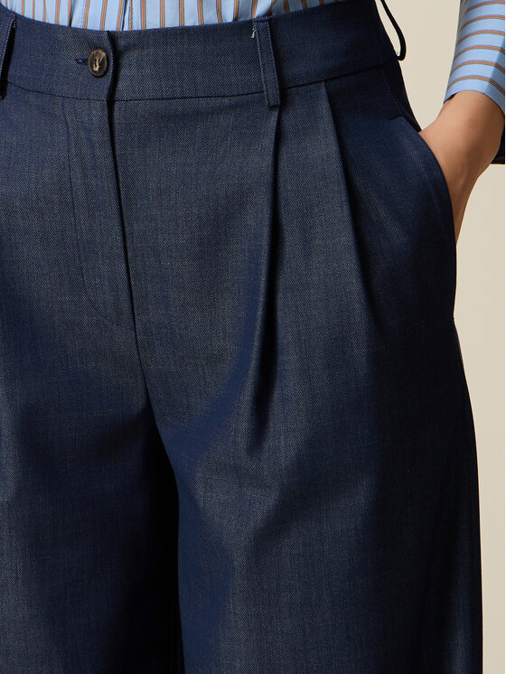 Oltre Oltre Pantaloni di tessuto P024R009521N034 Blu Baggy Fit