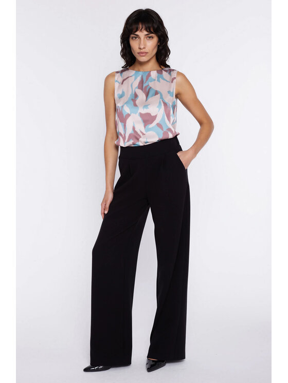 NIFE NIFE Kalhoty z materiálu SD139 Černá Modern Relaxed Fit