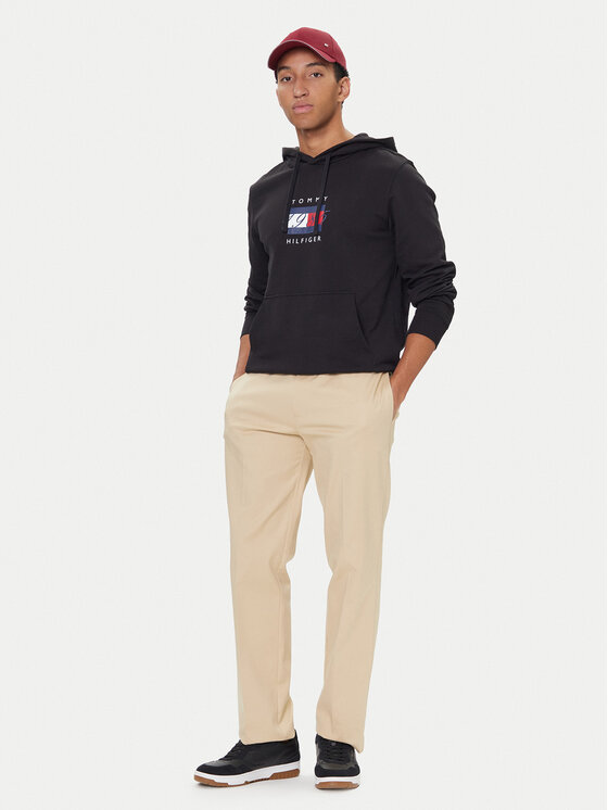 Tommy Hilfiger Tommy Hilfiger Mikina Linear Flag MW0MW41332 Černá Regular Fit