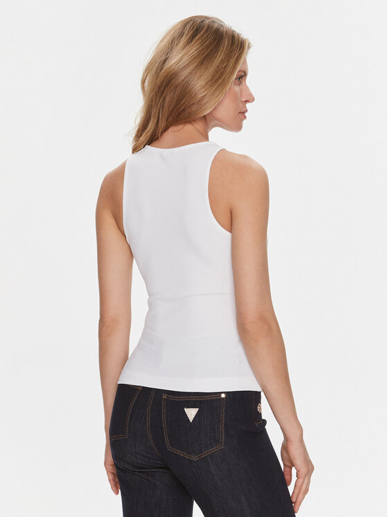 Guess Guess Top W4RP43 KAZH2 Biały Slim Fit
