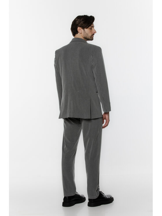 Pilawski Pilawski Marynarka MARYNARKA W PRĄŻEK SZARA MĘSKA Szary Slim Fit