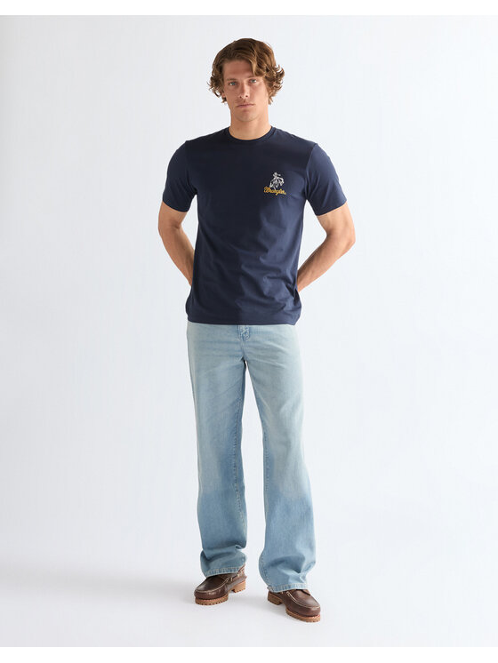 Wrangler Wrangler T-Shirt EMBROIDERY TEE Niebieski Regular Fit