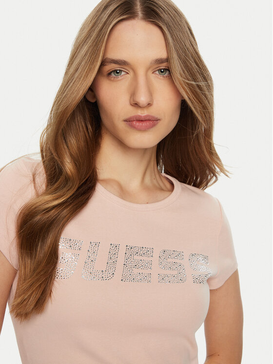 Guess Guess Tričko V4BI16 KCIV1 Ružová Regular Fit