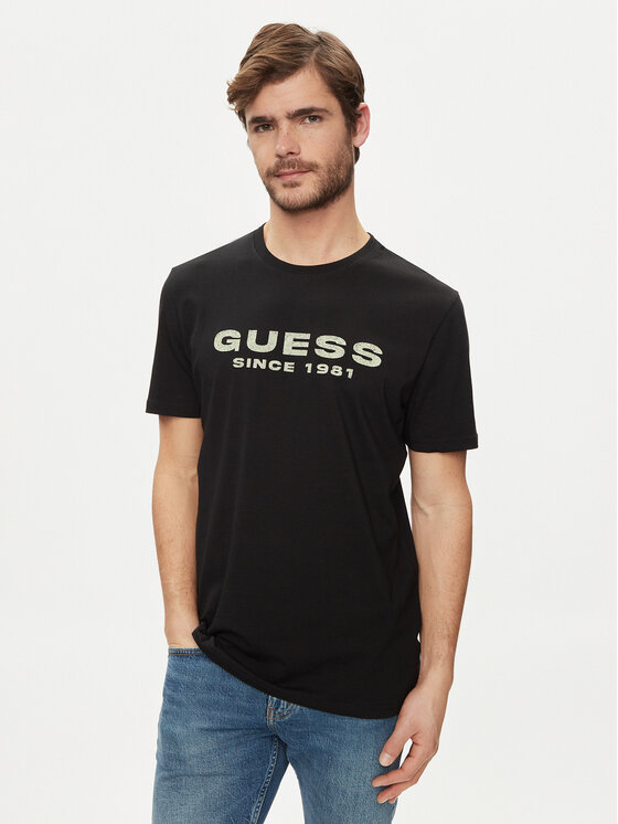 Guess T-krekls M4GI61 J1314 Melns Slim Fit