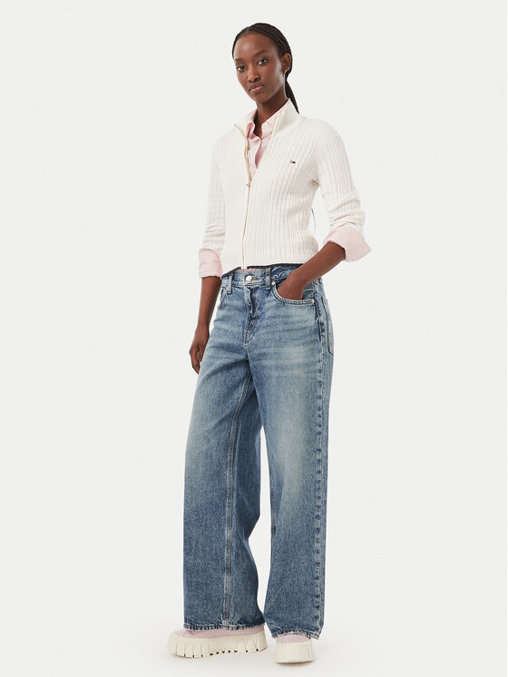 Tommy Jeans Tommy Jeans Kardigan DW0DW23355 Krem Slim Fit