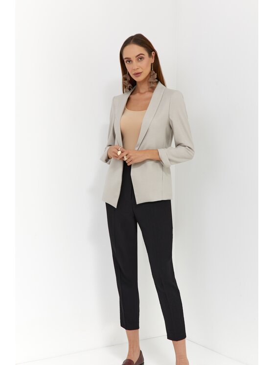 Bubala Bubala Marynarka Pepitka Beżowy Classic Fit