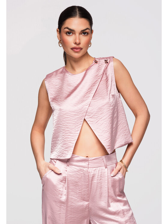 Ombre Ombre Bluzka OW-TS-E0004 Różowy Regular Fit