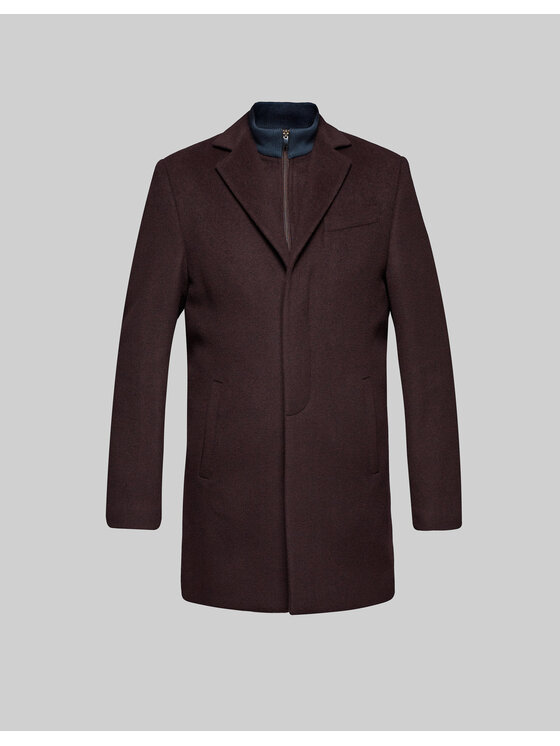 Borgio Borgio Płaszcz seveso Bordowy Classic Fit