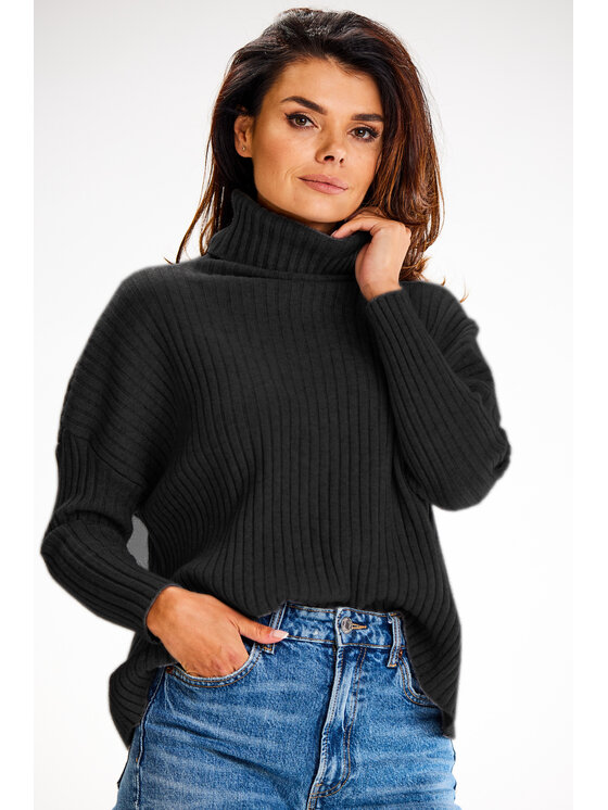 Awama Awama Svetr A615 Černá Basic Fit