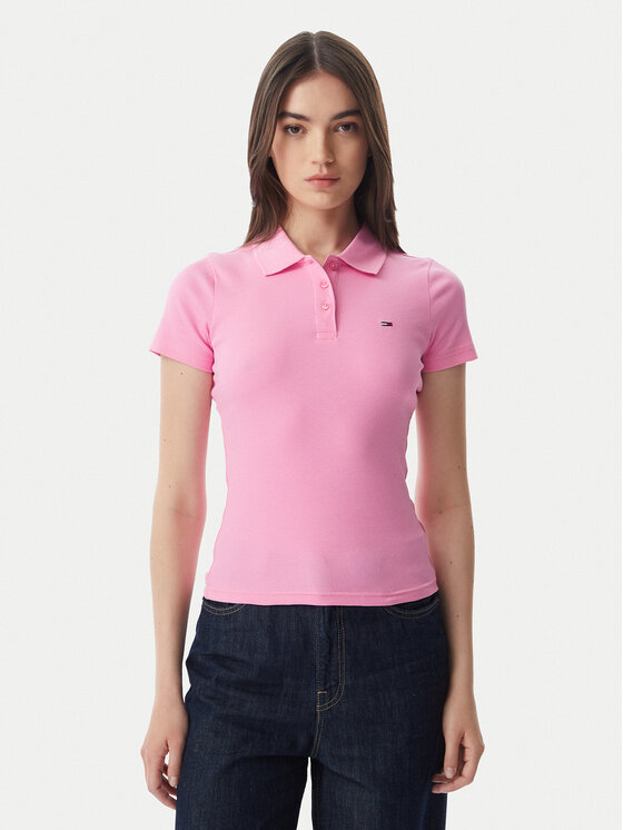 Tommy Jeans Pólóing DW0DW22327 Világos rózsaszín Slim Fit