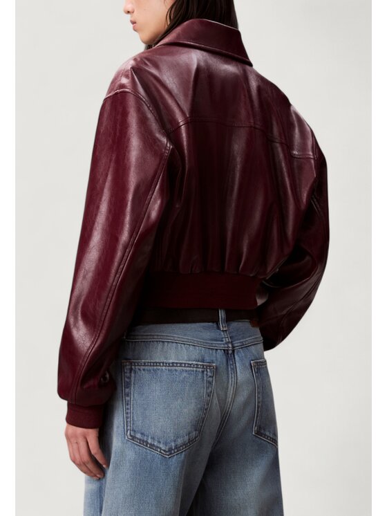 Calvin Klein Jeans Calvin Klein Jeans Giacca di pelle A-Cropped Crinkle Fa Bordeaux Cropp Fit