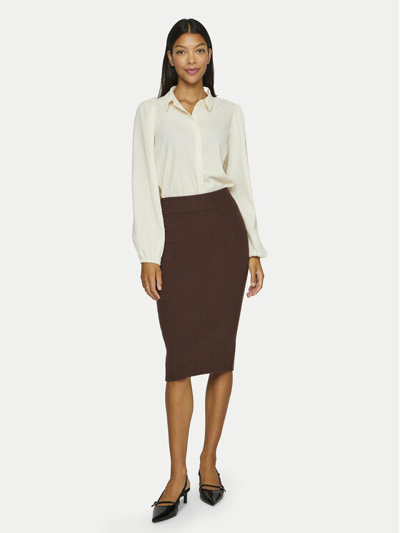 Vila Vila Риза Brietta 14102572 Екрю Regular Fit