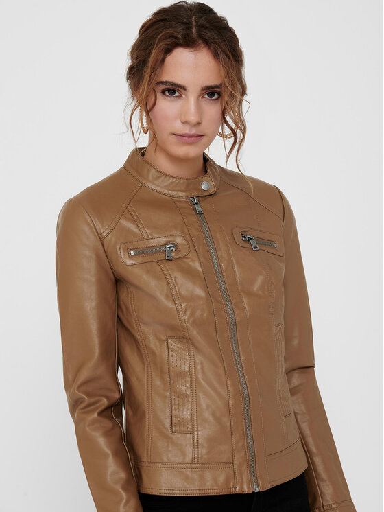 ONLY ONLY Kurtka z imitacji skóry Bandit 15081400 Brązowy Regular Fit