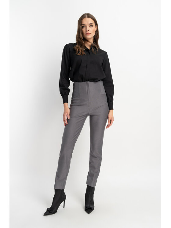 CLICK CLICK Bavlnené nohavice 30-315 Sivá Skinny Fit