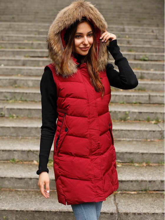 Perso Perso Kurtka damska BLH919057FX Czerwony Regular Fit