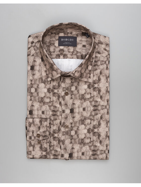 Borgio Borgio Koszula calimera_00540 Beżowy Slim Fit