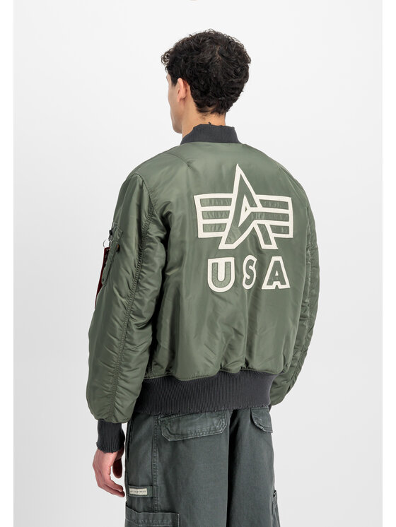 Alpha Industries Alpha Industries Kurtka bomber MA-1 Distressed Bomber Jacket Zielony Core Fit