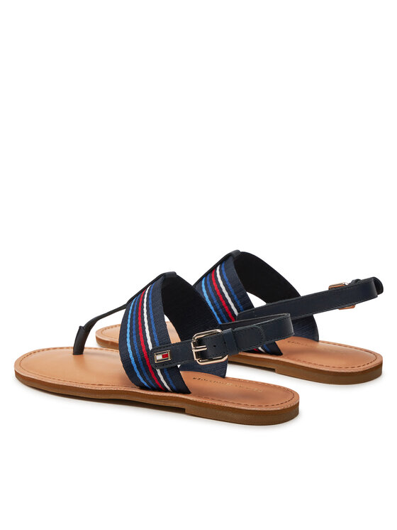Tommy Hilfiger Tommy Hilfiger Szandál Flat Sandal Stripes FW0FW07924 Sötétkék