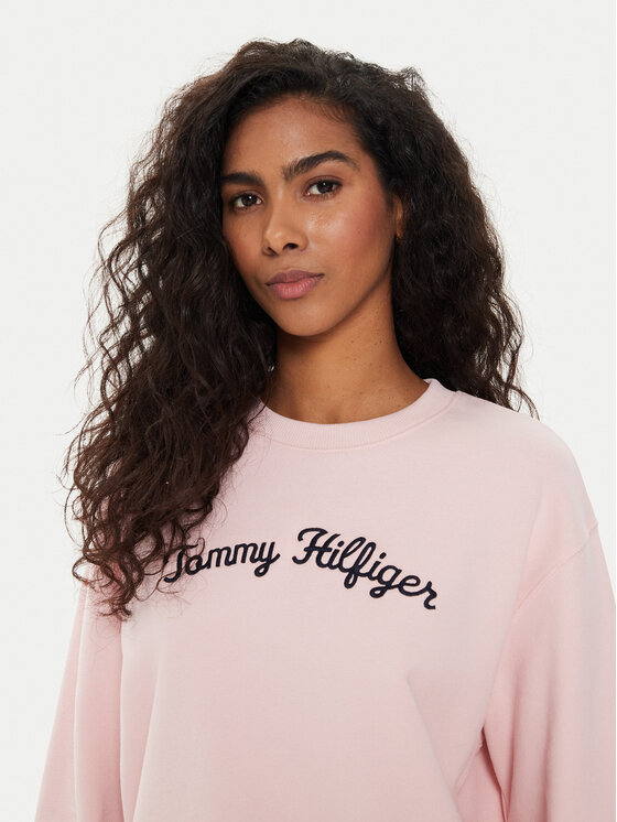 Tommy Hilfiger Tommy Hilfiger Bluza Modern Script WW0WW42615 Różowy Regular Fit