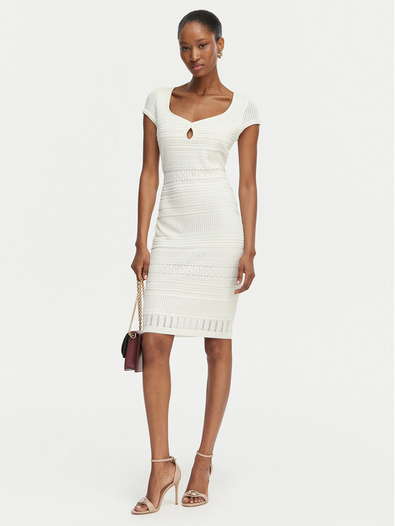 Guess Guess Úpletové šaty W6GK21 Z0603 Bílá Regular Fit