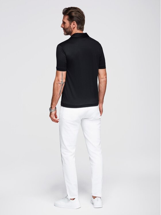 Ombre Ombre Polo OM-POSS-0150 Czarny Regular Fit
