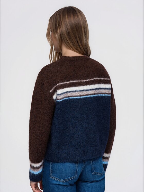 Ombre Ombre Sweter OW-SW-E0075 Granatowy Regular Fit