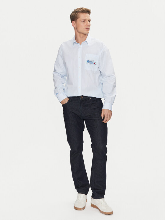 Lacoste Lacoste Marškiniai CH4548 Žydra Relaxed Fit