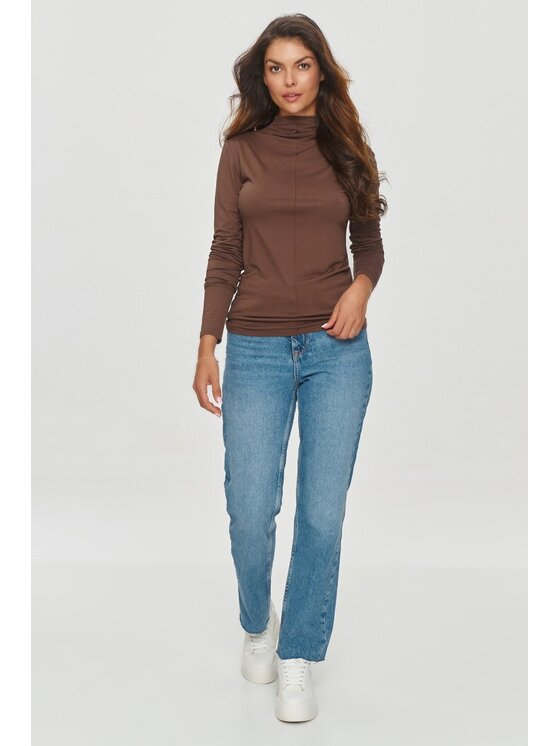 Makadamia Makadamia Bluzka M840 Brązowy Shaped Fit