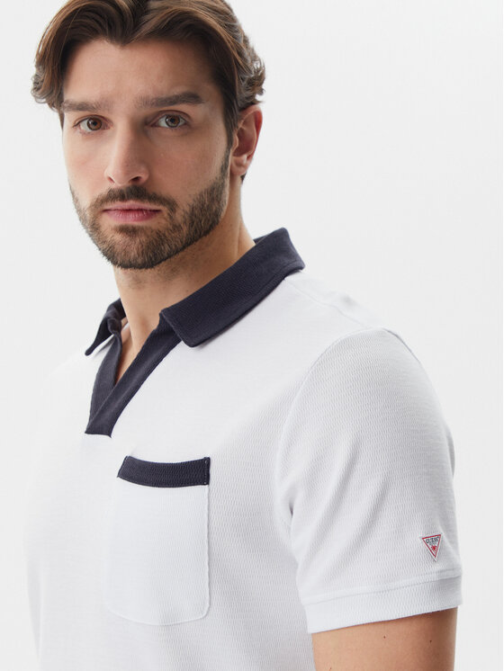Guess Guess Tricou polo F5GP01 KC5Y1 Alb Regular Fit
