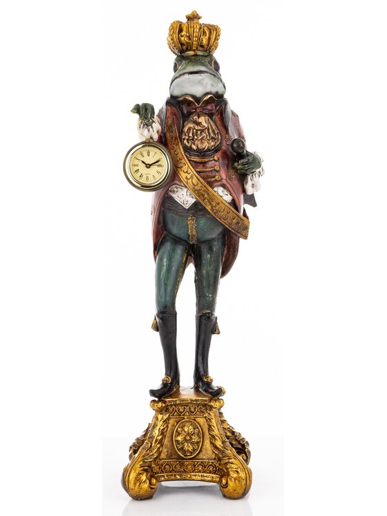 MIAhome MIAhome Figurka żabiego króla z zegarkiem 52x14x14 cm FROGG z koroną Kolorowy