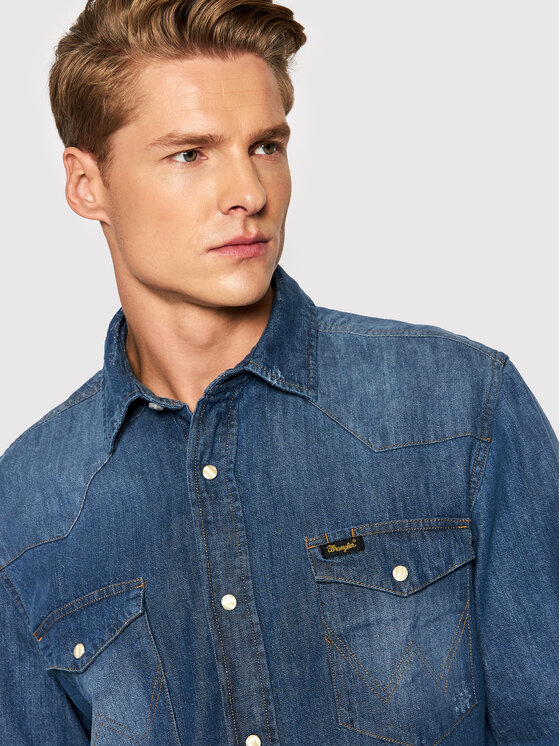 Wrangler Wrangler džinsiniai marškiniai Workshirt W5D1AK725 112141437 Mėlyna Regular Fit