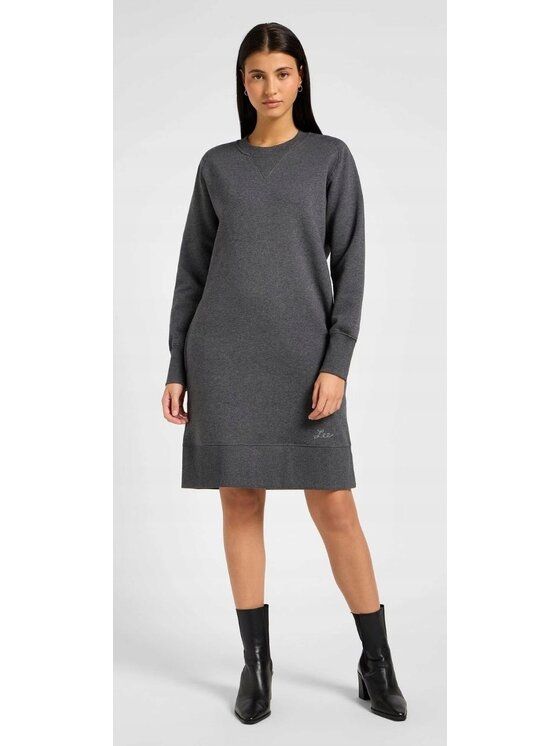 Lee Lee Sukienka codzienna Raglan Sweatshirt Dress Szary Basic Fit