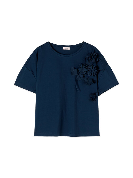 Oltre Oltre T-Shirt G007J004362N034 Niebieski Boxy Fit