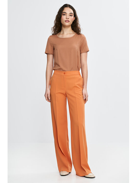 NIFE NIFE Kalhoty z materiálu SD113 Oranžová Regular Fit
