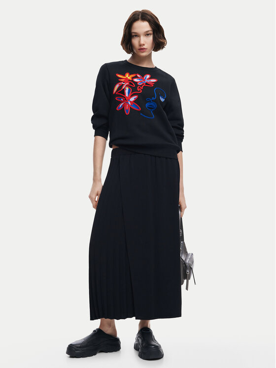 Desigual Desigual Majica dugih rukava Lady 24WWSK16 Crna Regular Fit