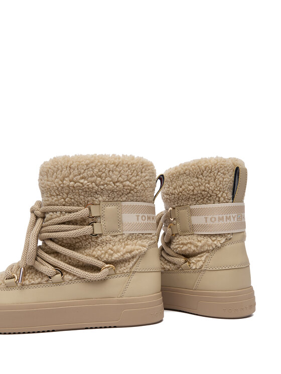 Tommy Hilfiger Tommy Hilfiger Cizme de zăpadă Faux Shearling Snowboot FW0FW08788 Écru