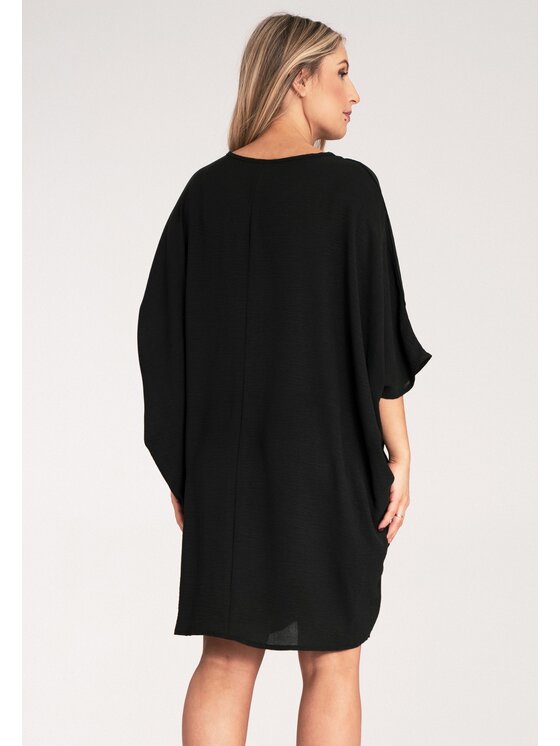 FIGL FIGL Koktejlové šaty M1127 Čierna Loose Fit