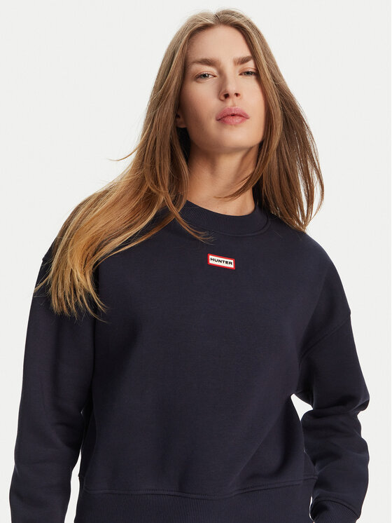 Hunter Hunter Džemperis Tina HARW0042242 Tamsiai mėlyna Cropped Fit