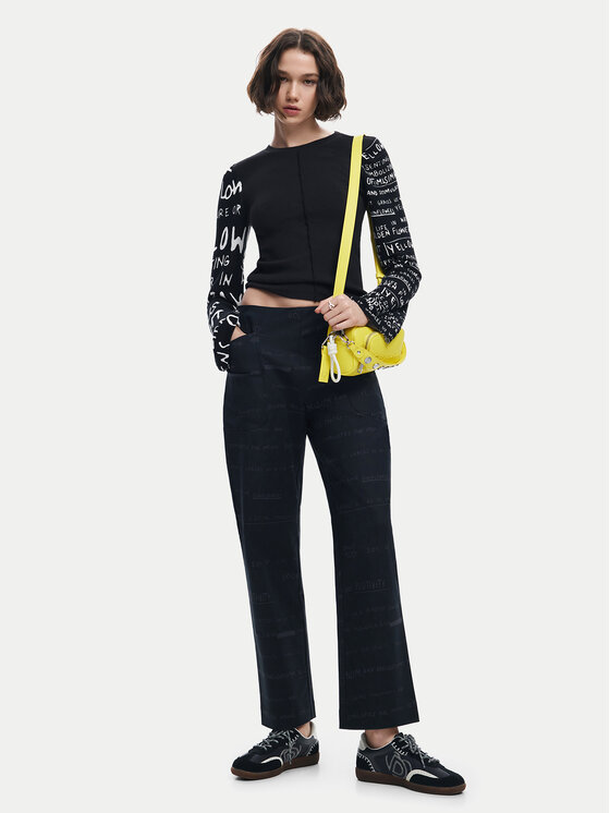 Desigual Desigual Блузка Rebe 24WWTK78 Чорний Slim Fit