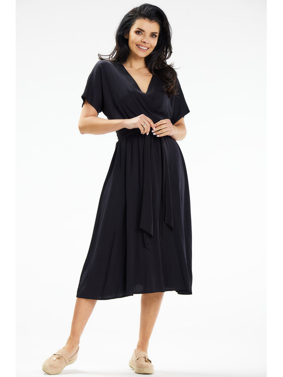 Awama Awama Sukienka letnia A642 Czarny Basic Fit