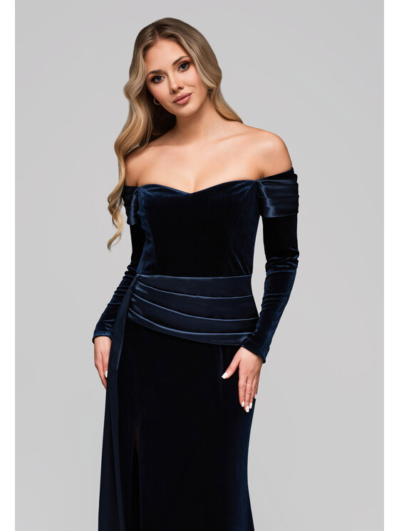 Ombre Ombre Sukienka wieczorowa LA-OM-DLR254 Granatowy Regular Fit