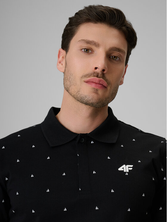 4F 4F Polo COMMERCIAL Czarny Regular Fit