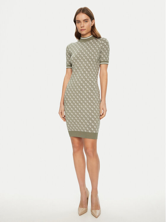 Guess Guess Trikotāžas kleita W3YK39 Z37K0 Zaļš Regular Fit
