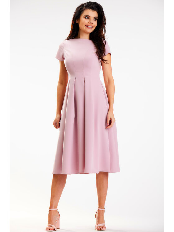 Awama Awama Sukienka letnia A569 Różowy Basic Fit